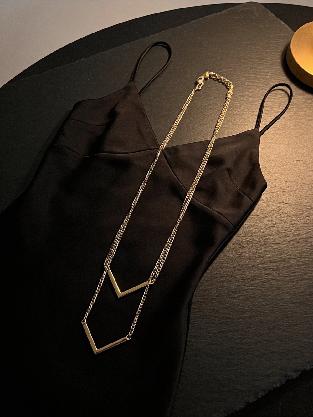 Layered V-Shaped Gold-Tone Necklace